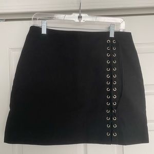 Black Suede Lace Up Skirt